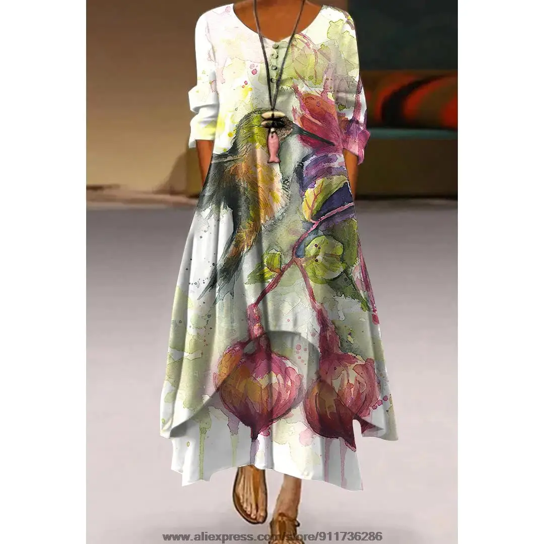 Платье в полоску с 3D-принтом на длинный рукав, V-образным вырезом и облегающим силуэтом, весенняя мода для женщин, уличная одежда на вечеринки, элегантный наряд с рисунком цветов.