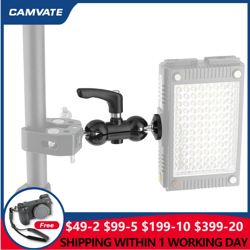

CAMVATE 360° Swivel Ball Head Mount With Doual-end 1/4"-20 Thread For Flashlight/Monitor/LED/Action Camera/Microphone Connecting