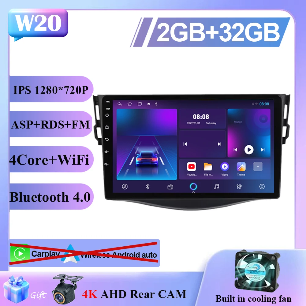 

Android 15 Carplay автомобильный радиоприемник мультимедиа для Toyota RAV4 Rav 4 2005-2013 навигационное видео DVD авторадио стерео 2din 4G + BT GPS