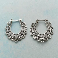 vintage hand engraved thread hoop earrings womens cutout pendant earrings gifts