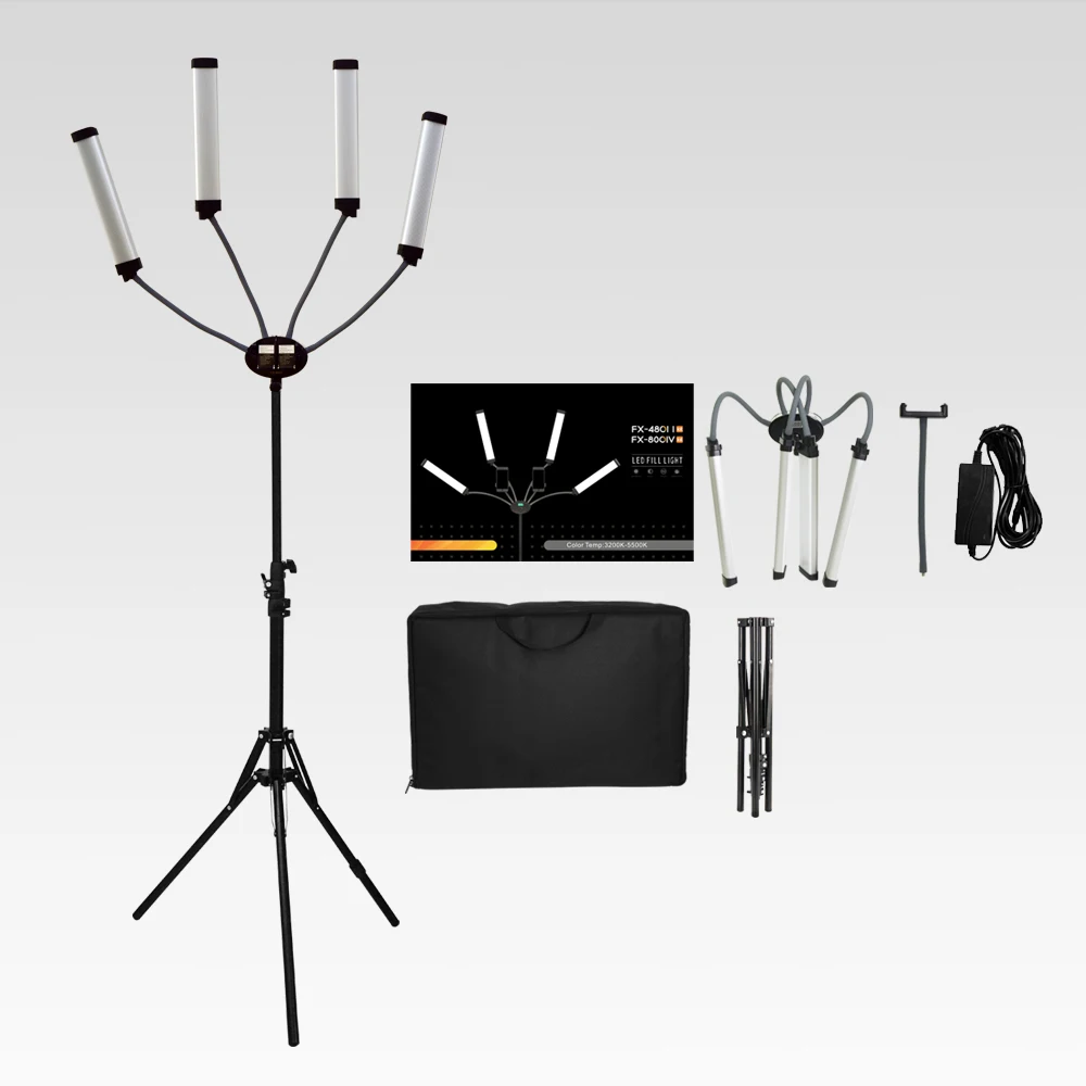 

360° LED Light Double-Arm Fill Light 50W/80W 3000-6000K Photography Studio Kit Adjustable Light Suit for YouTube Makeup Video