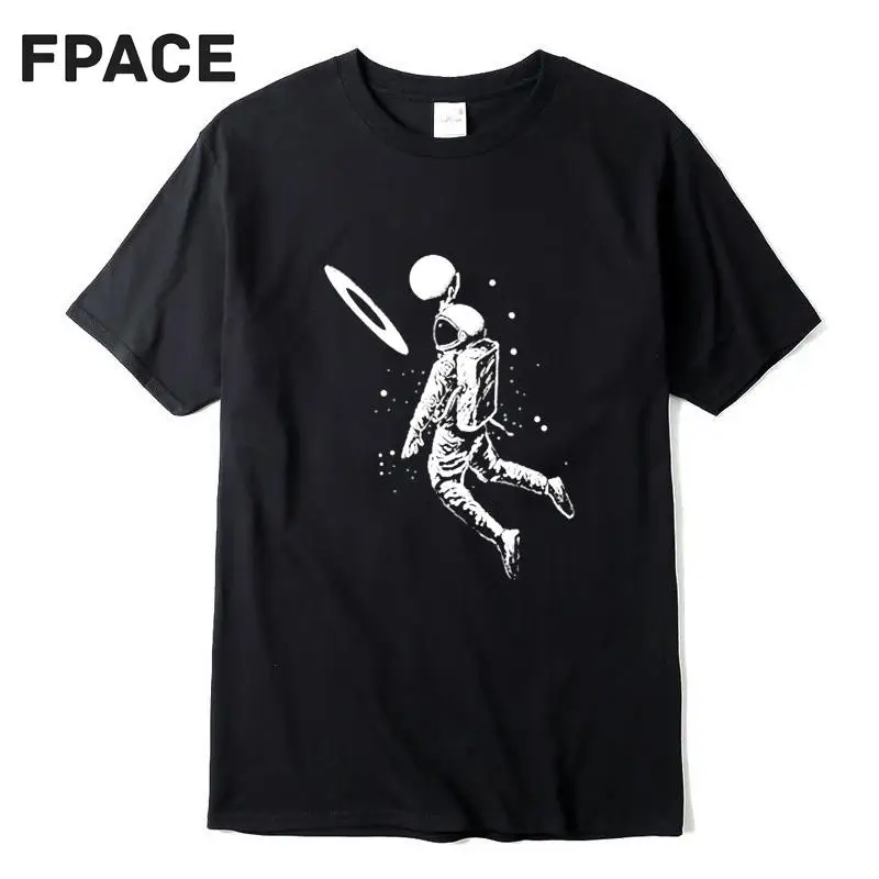 

Men t shirt 100% cotton short slleve Funny moon astronaut print men T shirt casual loose men tshirt o-neck male t-shirt tee