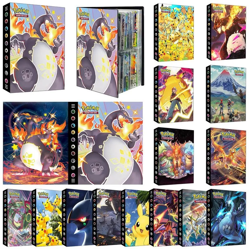 

Anime 2022 New Pokemon Card Book Collection Book 240Pcs Charizard Game Card Binder Book Trainer Album Book Children Gift