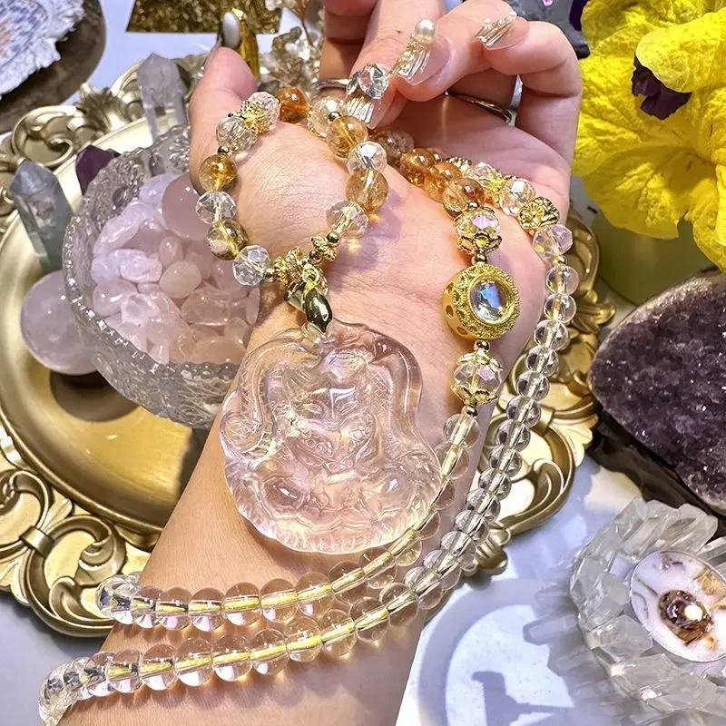 Девятихвостая лиса натуральный белый кристалл порошок темперамент ниша кулон в