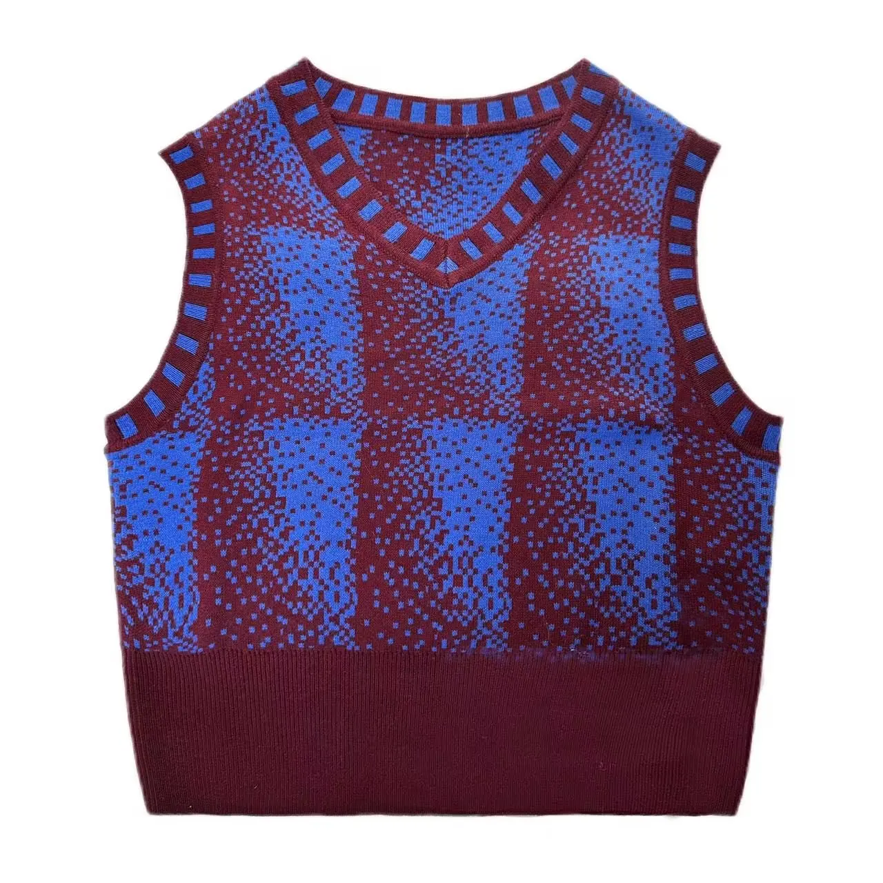 

CO Women's 2023 Fashion Casual Joker Short Jacquard Knit Vest Sweater Retro V-neck Sleeveless Vest Chic Top