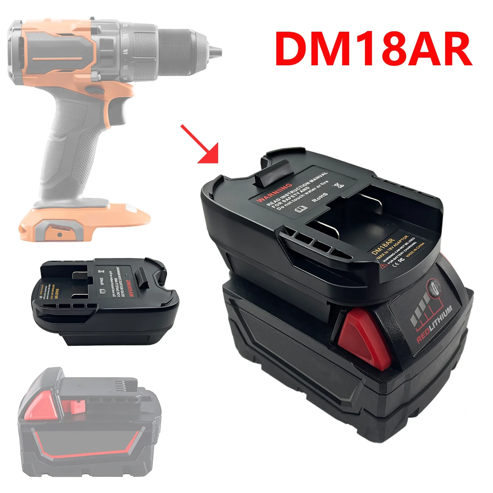 Адаптер-преобразователь батареи DM18AR для Milwaukee/Dewalt 18 в 20