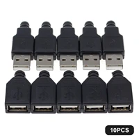 10pcs electrical equipment male female adapter easy install type a usb plug socket connector diy 4 pin jack solder home office