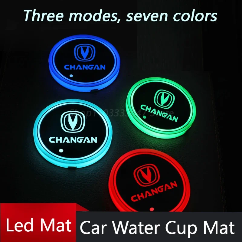 

Светодиодный автомобильный коврик для стакана с водой, держатель для напитков для Changan Cs55 Plus Univ Unik Unit Cs35 Cx70 Hunter, эмблема, авто, декоративное освещение для интерьера