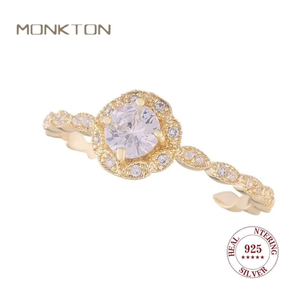

Monkton роскошное Обручальное кольцо в Королевском Стиле из стерлингового серебра 925 пробы с блестящим кубическим цирконием обручальные кольца для женщин
