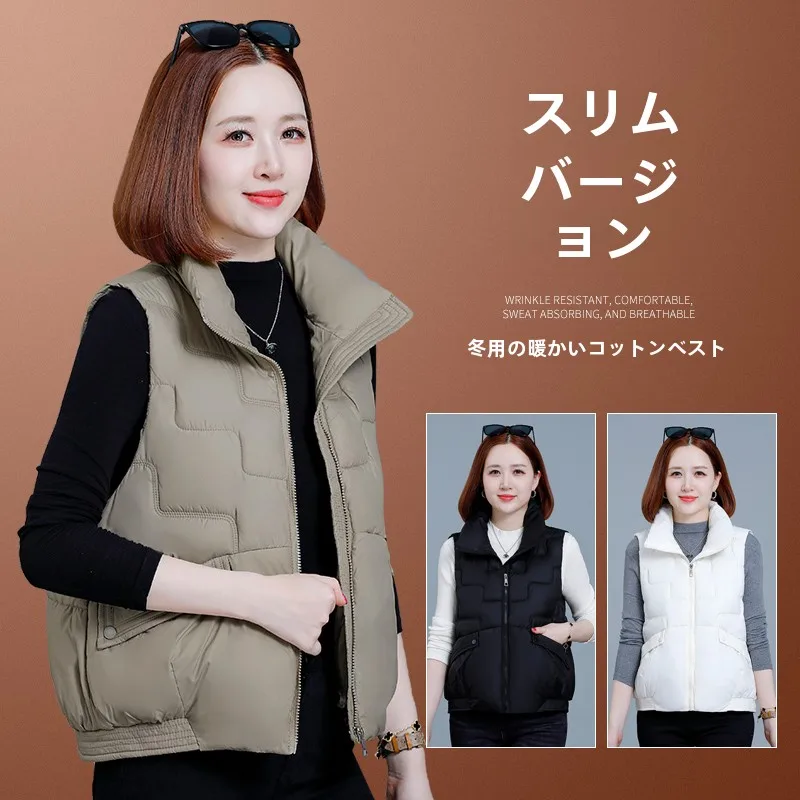 Женский пуховый жилет с дятлом на хлопковой подкладке зима 2024 новая верхняя