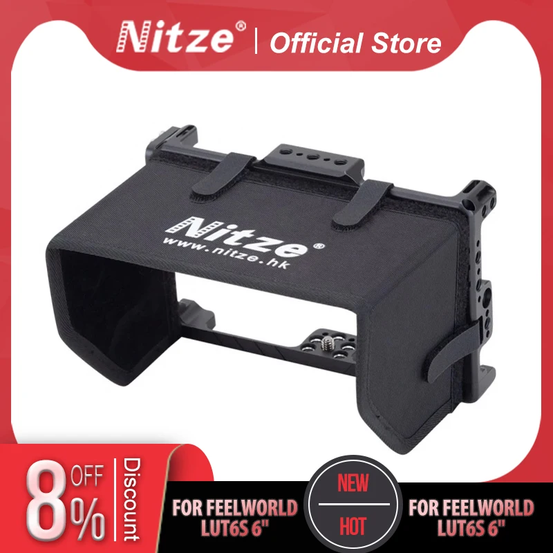 

NITZE MONITOR CAGE FOR FEELWORLD LUT6S 6" WITH PE18 HDMI-COMPATIBLE CABLE CLAMP AND LS5-C SUNHOOD - JTP2-LUT6S