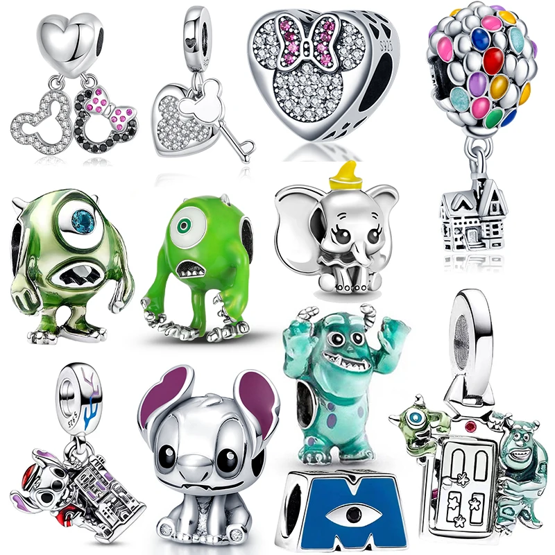 Здравствуйте, аксессуары plata de ley, 925 оригинальные бусины, обувь «Монстр» Disney, подходят к шармам Pandora 925 оригинальные браслеты «сделай сам» для женщин