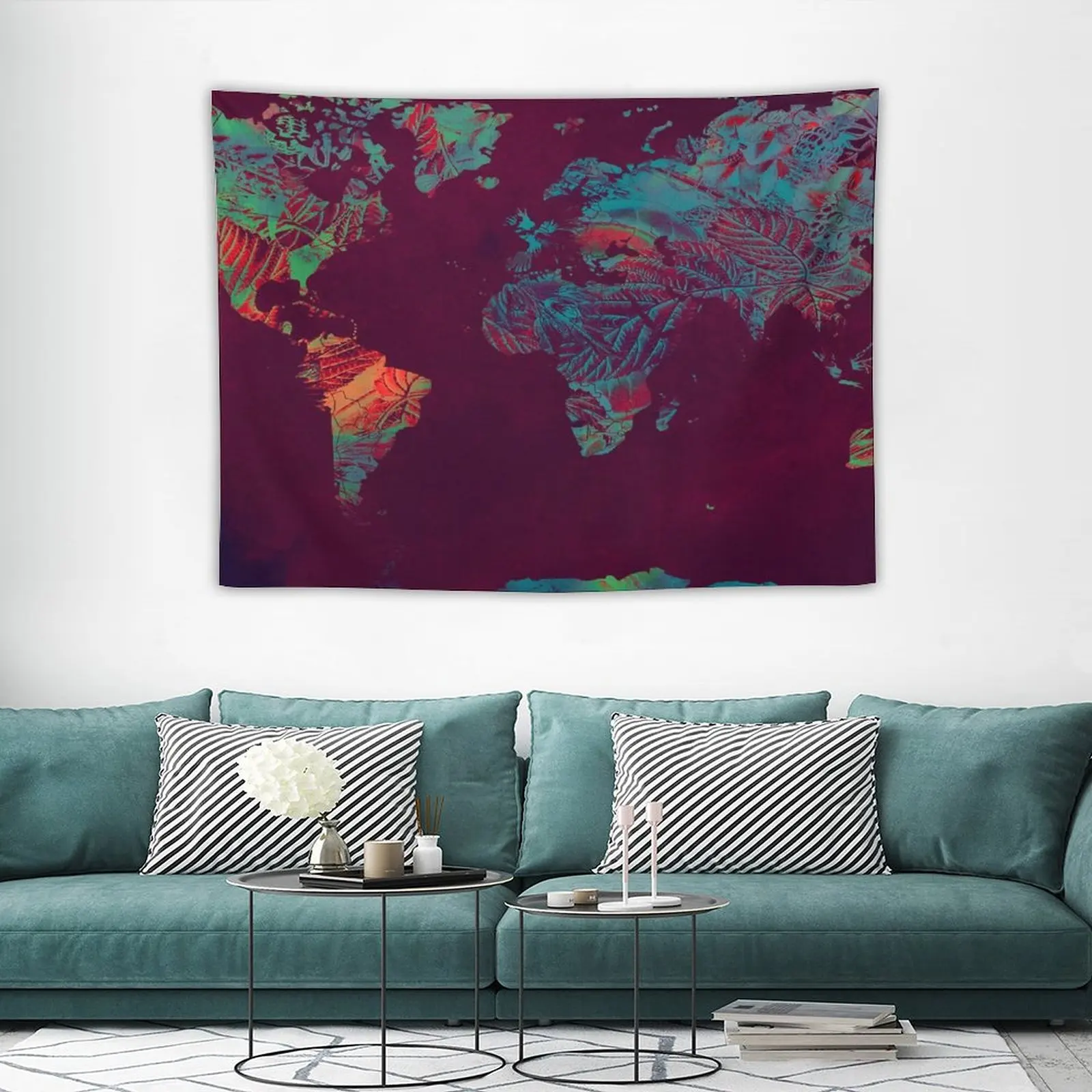 

Christmas World Map Blue Red #map #worldmap Tapestry Wall Decoration Items Wall Coverings Aesthetic Room Decoration Large Wall M