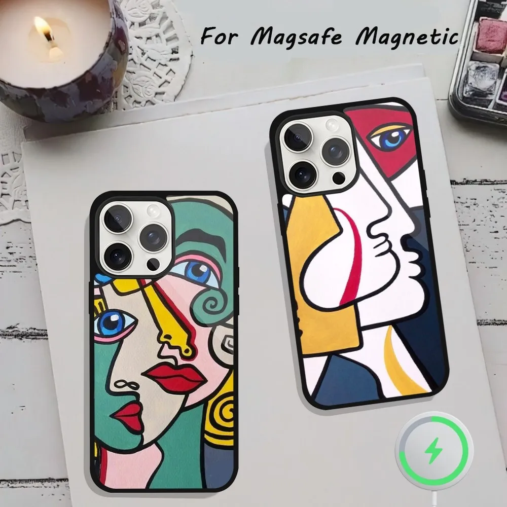 Чехол Для Телефона P-picasso Abstract Art Iphone 15/14/13/12/11 Pro Plus Max Magsafe — Магнитный
