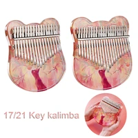 17 21 keys kalimba crystal painted lucky cat thumb piano mbira with eva storage case instrument gift