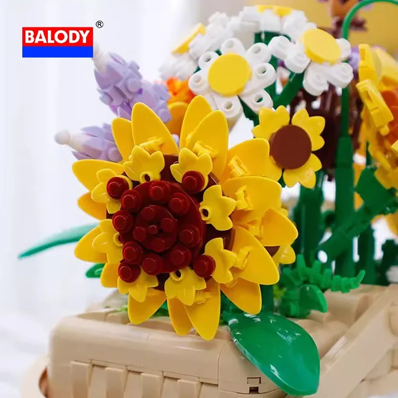 BALODY цветочная корзина серии мини-головоломка блок подсолнечник в форме розы