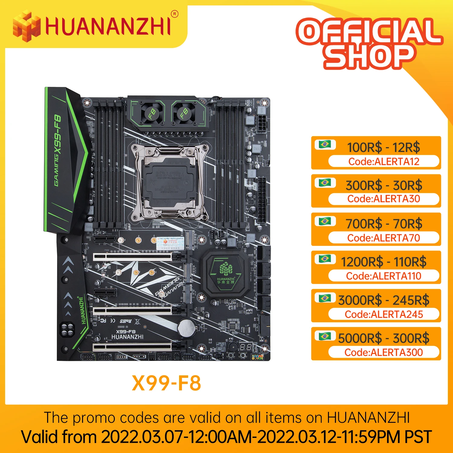 HUANANZHI-placa base X99 F8 X99, Intel XEON E5, LGA2011-3, todas las Series, DDR4, RECC, memoria de NON-ECC, NVME, USB3.0, servidor ATX