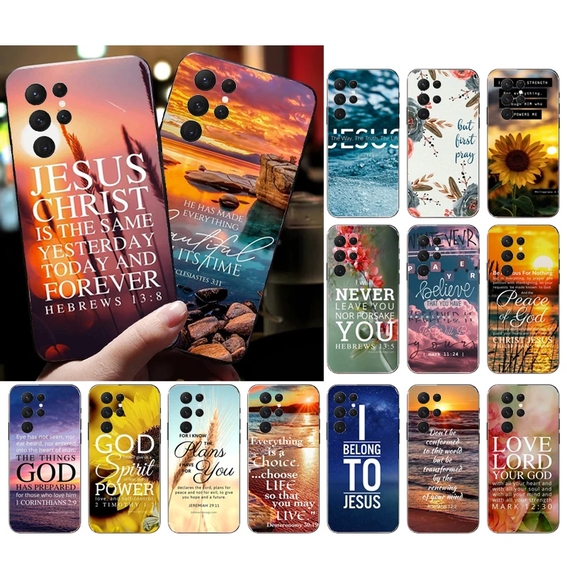 

Phone Case for Samsung Galaxy S23 S22 S21 S20 Ultra S20 S22 S21 S10 S9 Plus S10E S20FE Bible verse Jesus Christian God