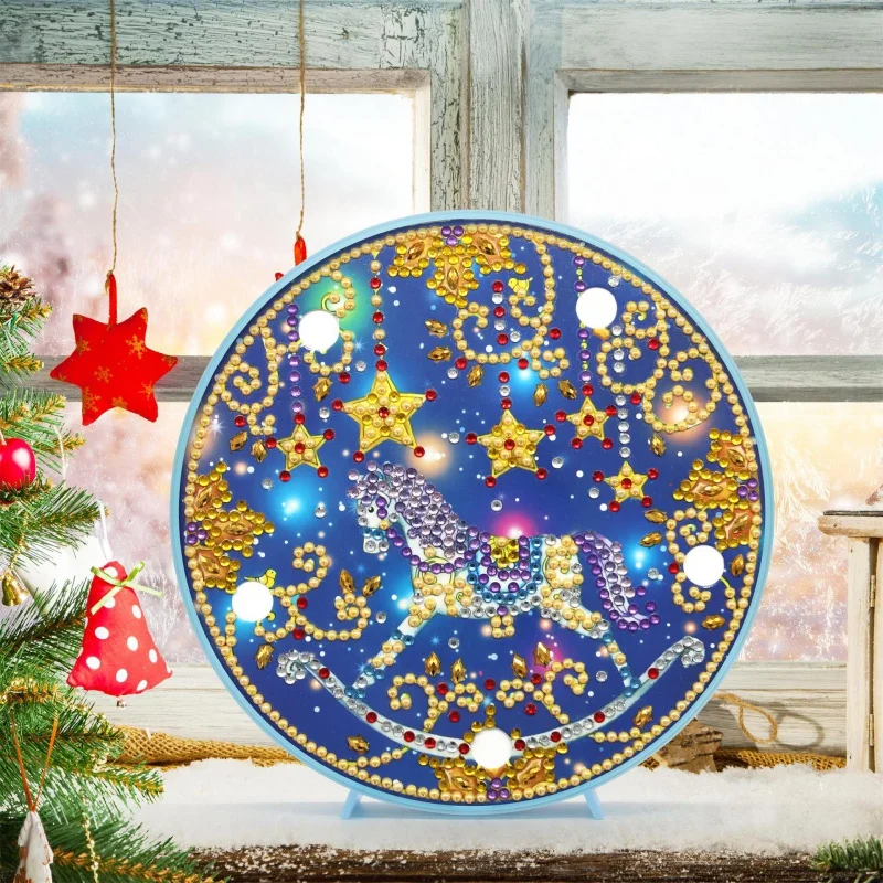 

Diamond Painting Christmas Night Lights 5D Diamond Painting Christmas Ornament Brick and Stone Painting DIY Children's Handmade