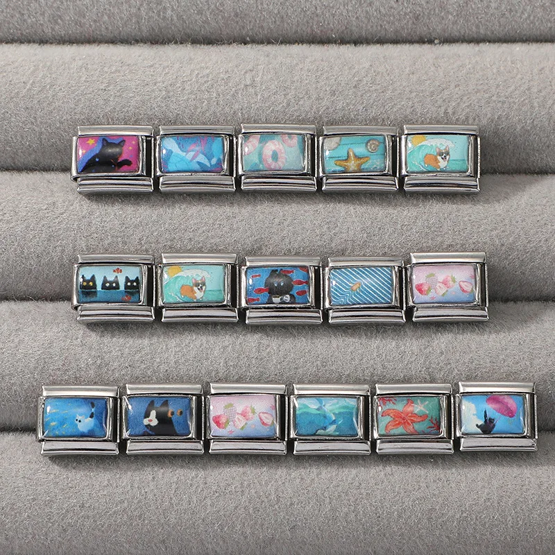 Браслет Happylife Blue Sea с забавными фигурками кошки, собаки, черепахи и рыбок, персонализированный, итальянский шарм-браслет, подходит для браслетов 9 мм, из нержавеющей стали, ювелирное изделие. (art.: 3920daf9f4e1d) - 3920daf9f4e1d