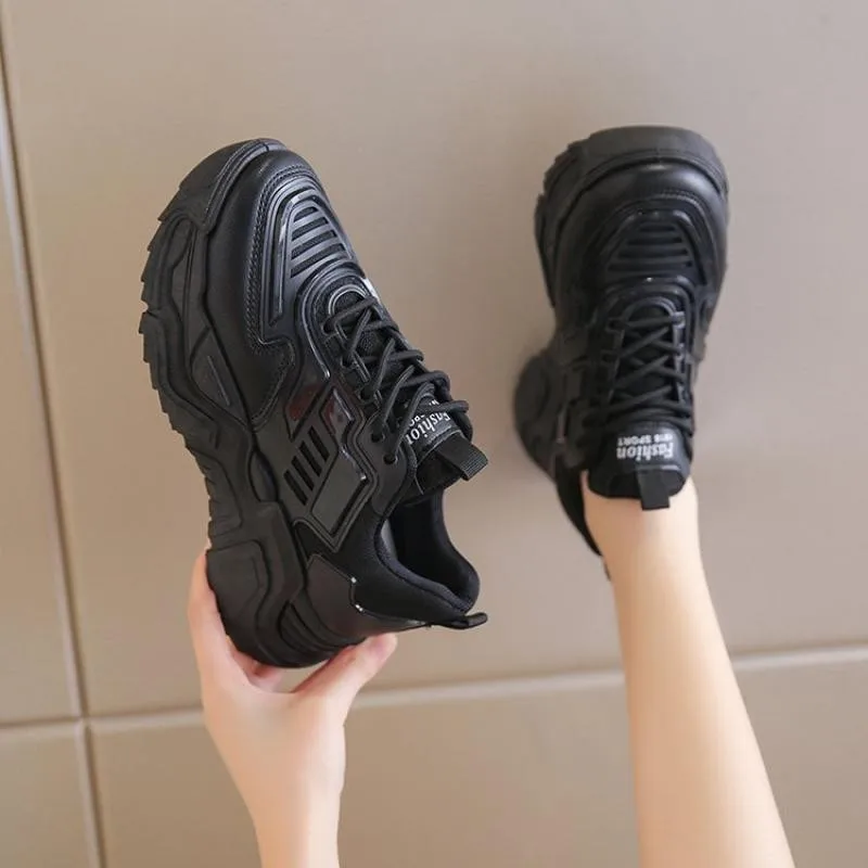 

Women Shoes Thick Sole Breathable Korean Black Sneakers Women White Autumn 2022 New Slip On Platform Casual Shoes Vulcanized
