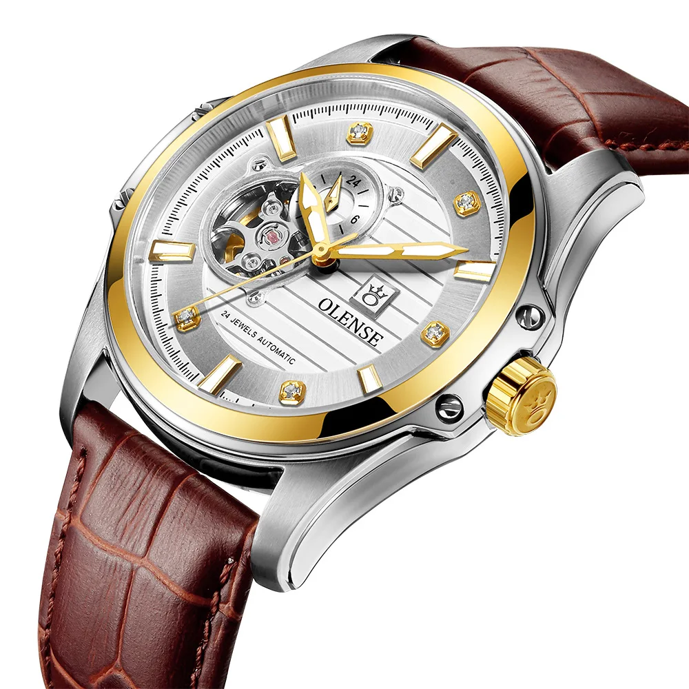 

OLENSE Men's Mechanical Watch High Grade Leather Strap Fully Automatic Mechanical Watch Sapphire Men's Watch