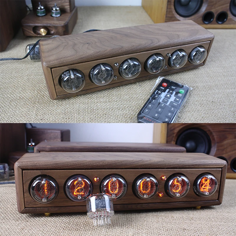 Роскошные деревянные часы Nixie Tube цифровые настольные светлый будильник сделай
