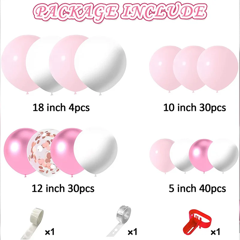 Гирлянда с розовыми и белыми воздушными шарами ранний бал для девочек крещения