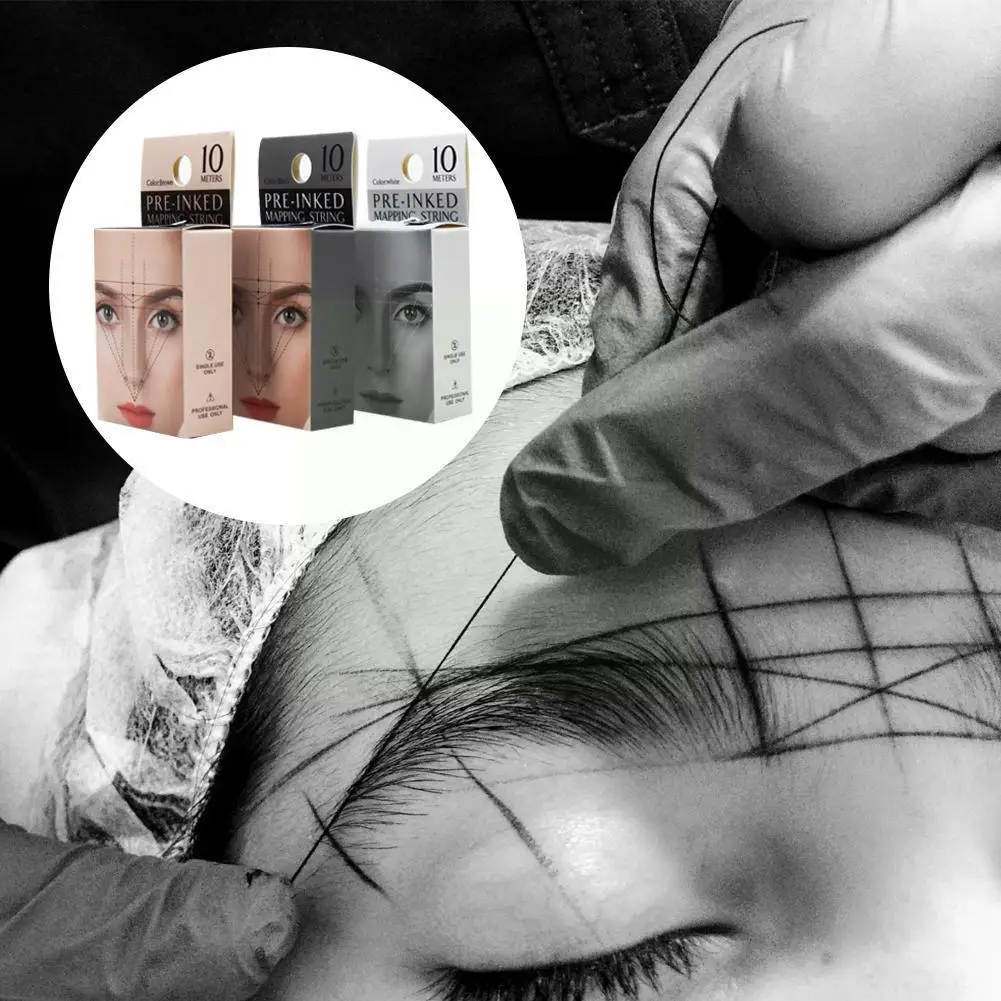 

10m White/black/brown Mapping String Permanent Makeup Eyebrow Positioning Tool Marking Accessories Pre-dyed Line Eyebrow Y1V1