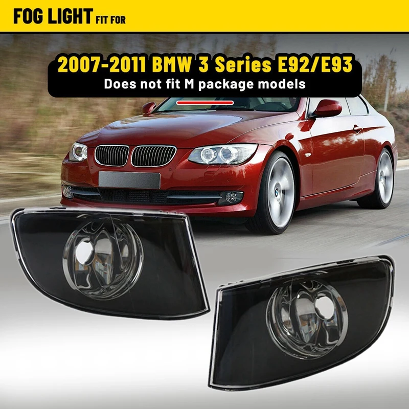 

For BMW E92 E93 3 SERIES 2DR 2007-2011 Front Bumper Black Fog Lamp Transparent Lens Lamp