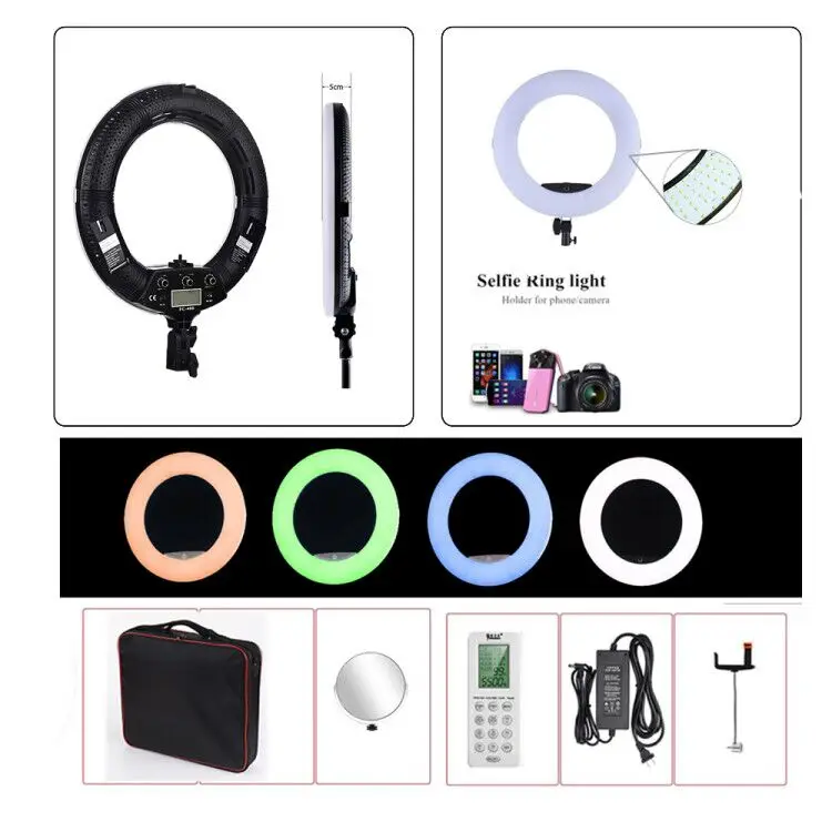 

Yidoblo FC-480 RGB APP Control Ring Light LED Video Light Beauty Nail Skin Photography Movie Studio Ring Lamp + Tripod + Bag Kit