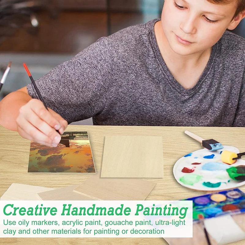 10Pcs 20X20X0.2Cm Basswood Sheets Unfinished Wood Board, Rectangle Blank Wooden, Wooden Cutouts For Crafts