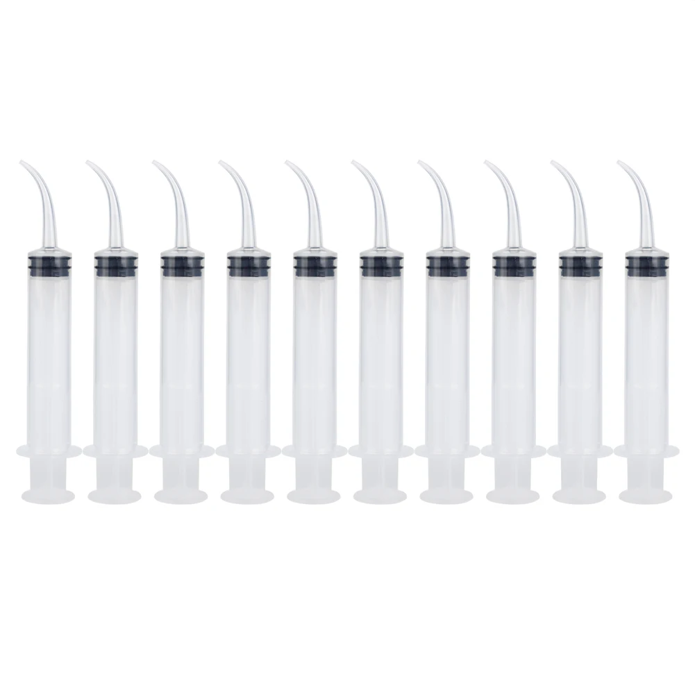 

10Pcs Disposable Dental Irrigation Syringe With Curved Tip 12cc Injector Teeth Whitening Instruments Oral Hygiene Care Tools