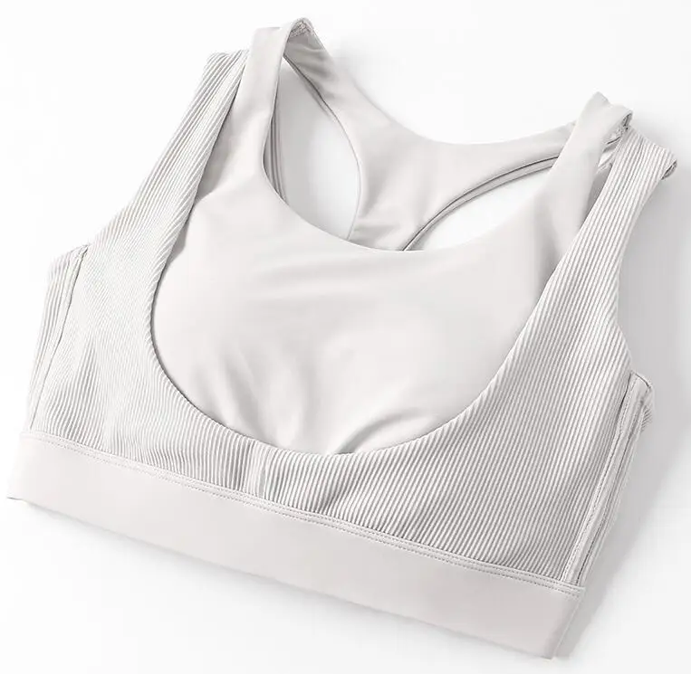 Womens Wireless Sports Bra Full Coverage Widen Straps Workout Push Up Underwear Active Racer-back Sportswear 36 38 40 42 D E F G