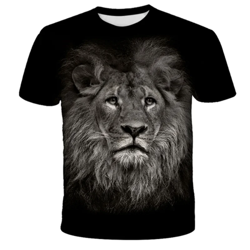 

Personalized Animal 3D Lion Printing Men's Short Sleeve T-shirt Summer Hip Hop O-Collar Fashion Casual Streetwear Funny Tops Tee