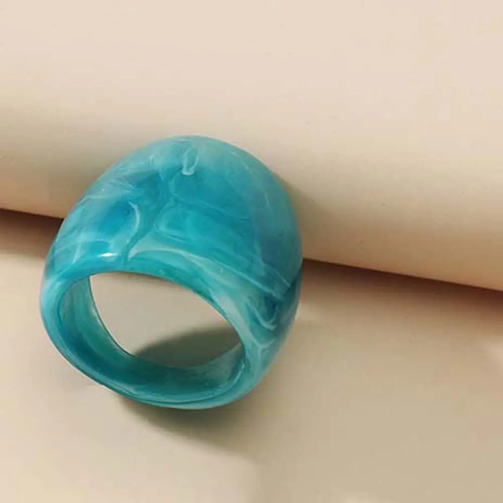 

2 Pcs Fashion Acrylic White Geometric Large Round Women Rings Set Korean Style Resin Rings Finger Rings