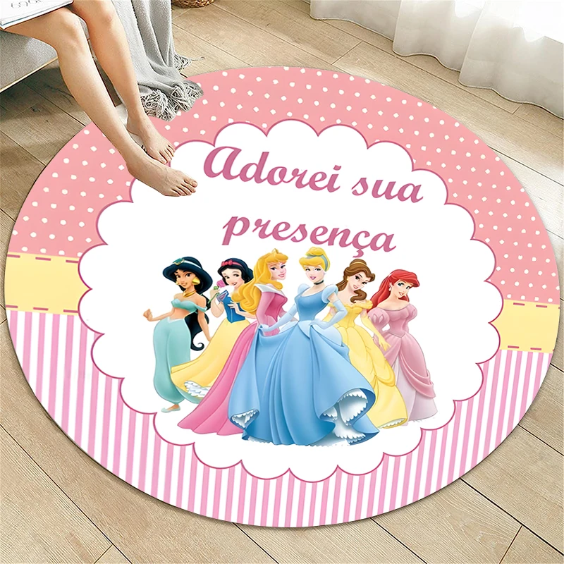 Мультяшный круглый ковер принцессы с HD-печатью для гостиной коврики милый