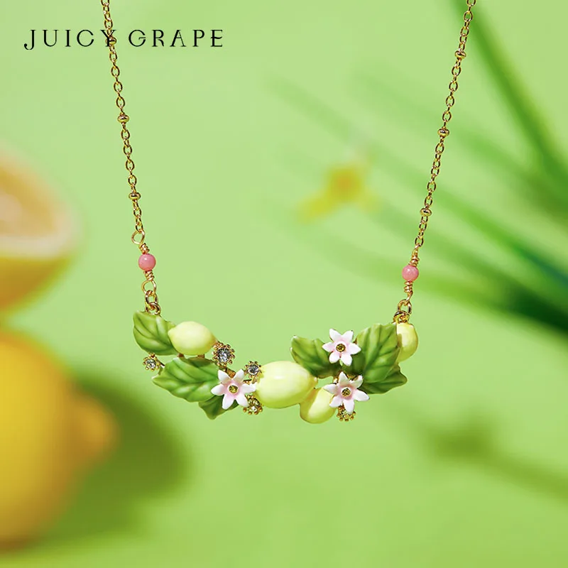 Ожерелье С Эмалированной Подвеской Ручной Работы Цветочным Узором Винограда И