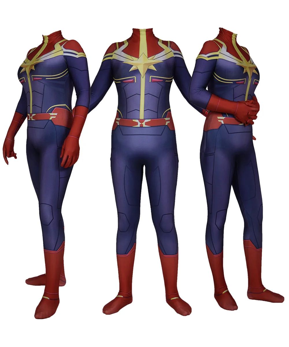 

New Ms Captain Superhero Cosplay Costume Zentai Bodysuit Halloween Party Suit