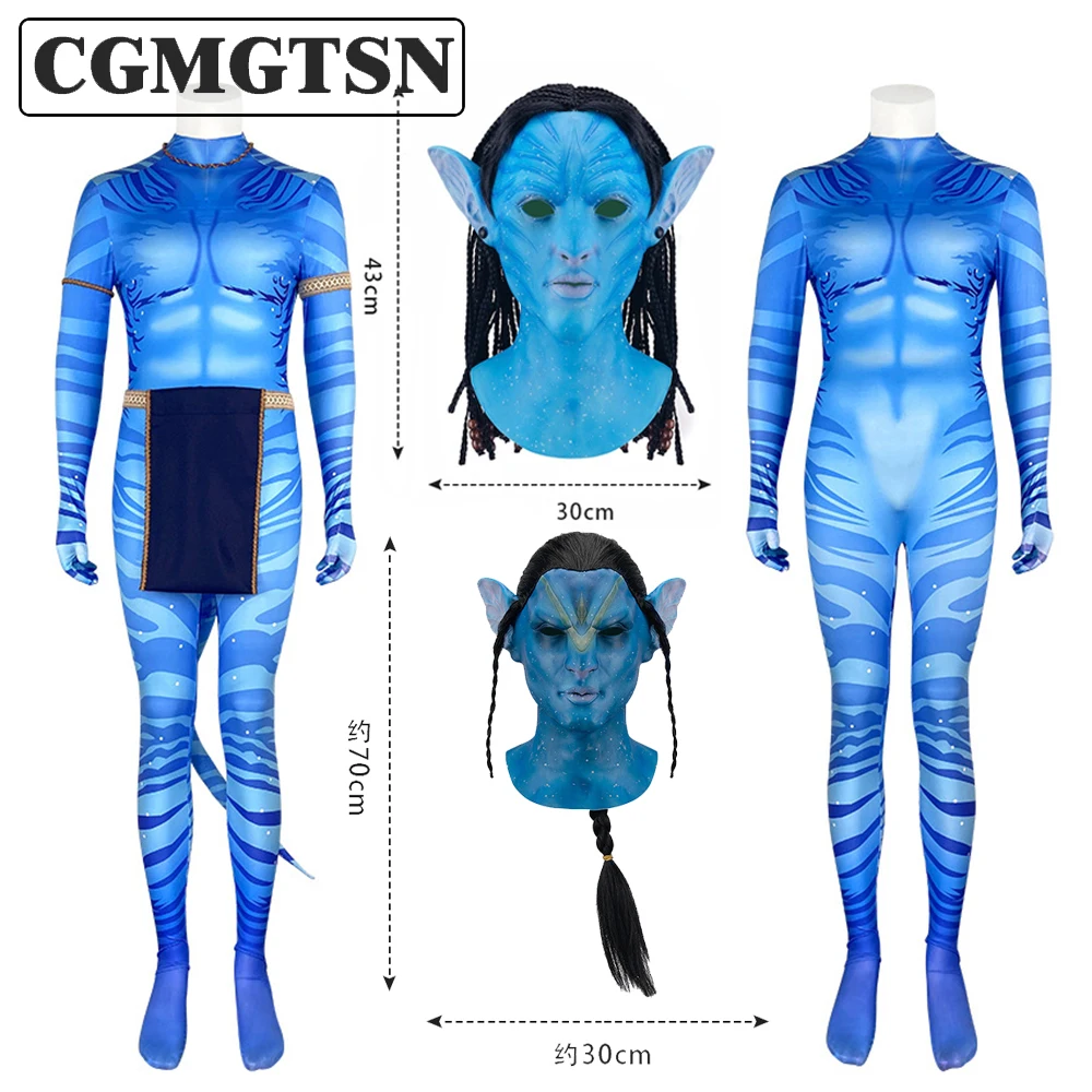 CGMGTSN Movie Adult Anime Avatar Costume Halloween Cosplay Jumpsuit Tights Bodysuit Man Spandex Costumes for Woman Outfits