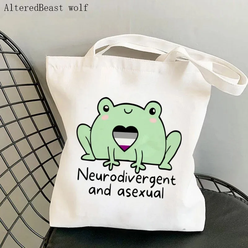 

Fashion Women Shopper bag Neurodivergent and Asexual Pride Shopping Canvas Shopper Bag girl handbag Tote Shoulder Lady Bag