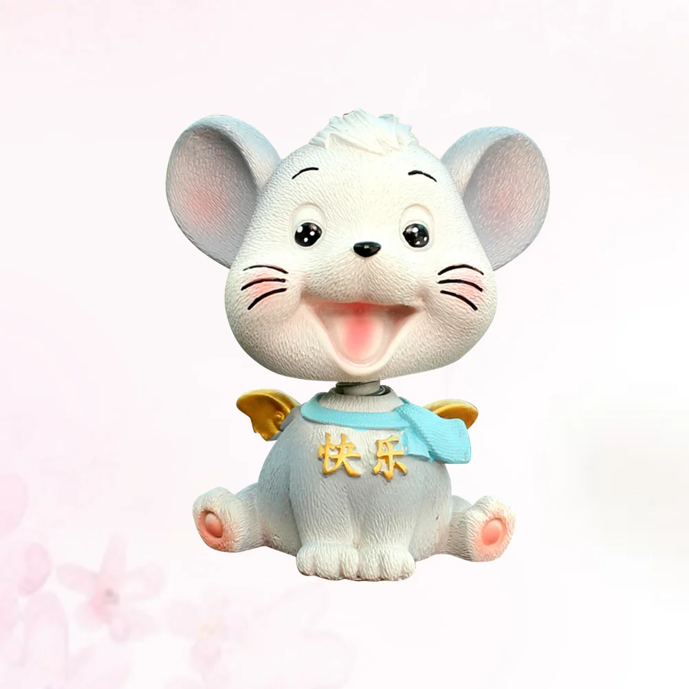 

Car Ornament Headshaking Resin Rat Shake Bobbleheads Toys Cartoon His Deer Decor