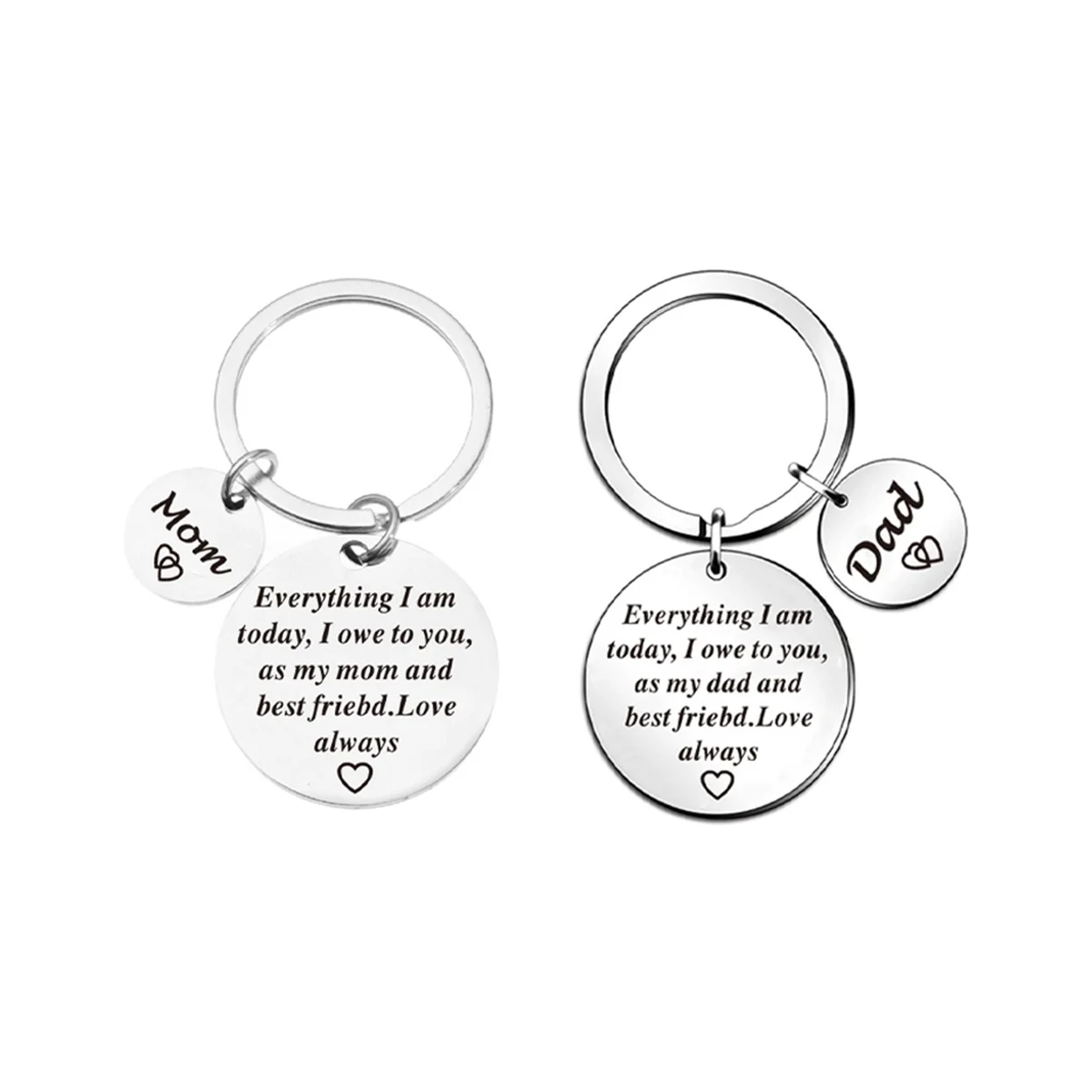 

2Pcs Mother Day Keychain,Fathers Day Gifts From Daughter Keychain-As My Mom and ,Love Always