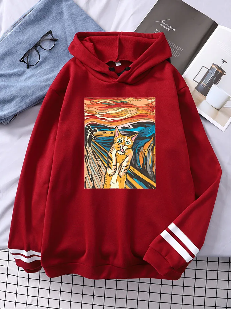 

Женский пуловер с капюшоном и круглым вырезом, в полоску