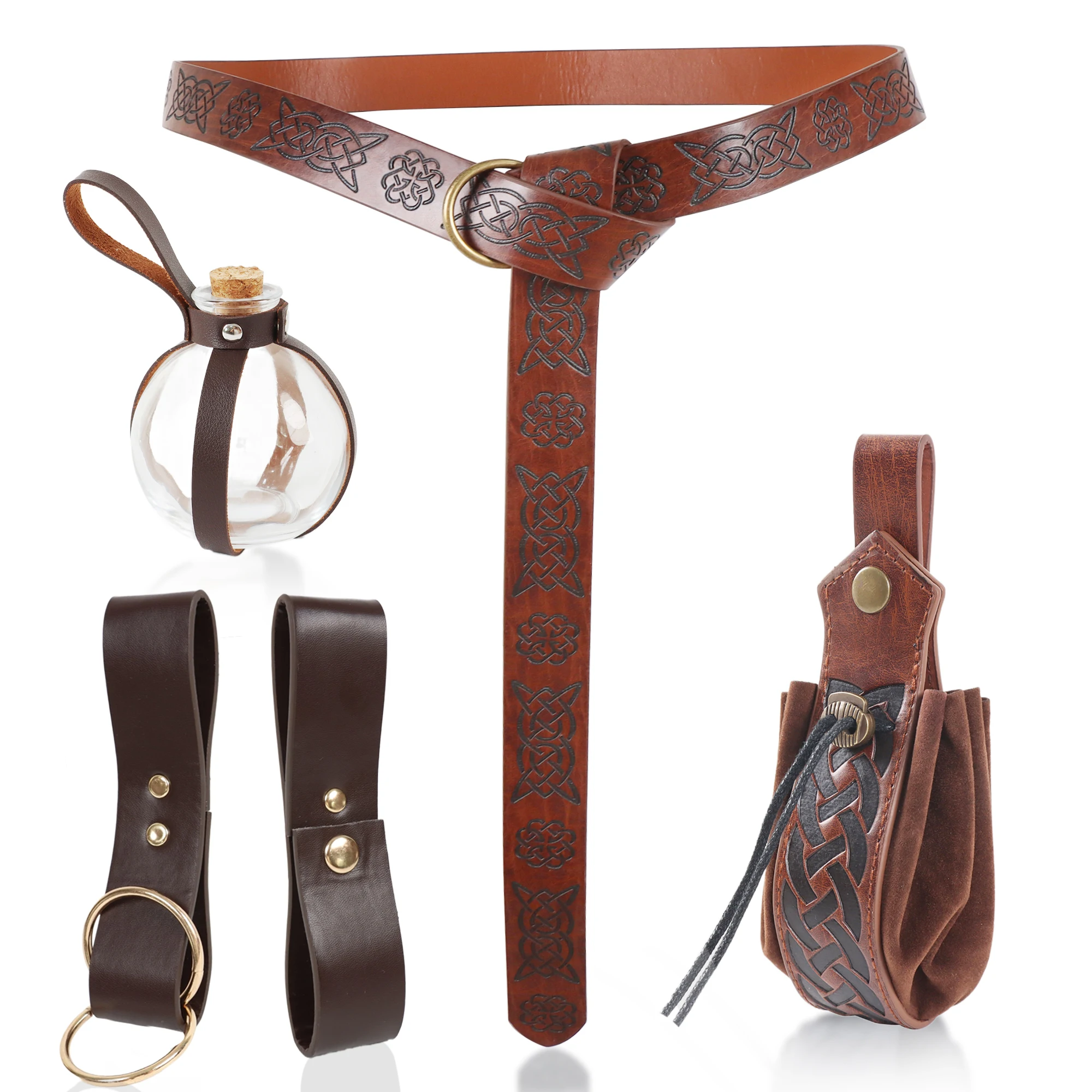 Средневековая поясная сумка из искусственной кожи алхимии 1 пробковой бутылки с