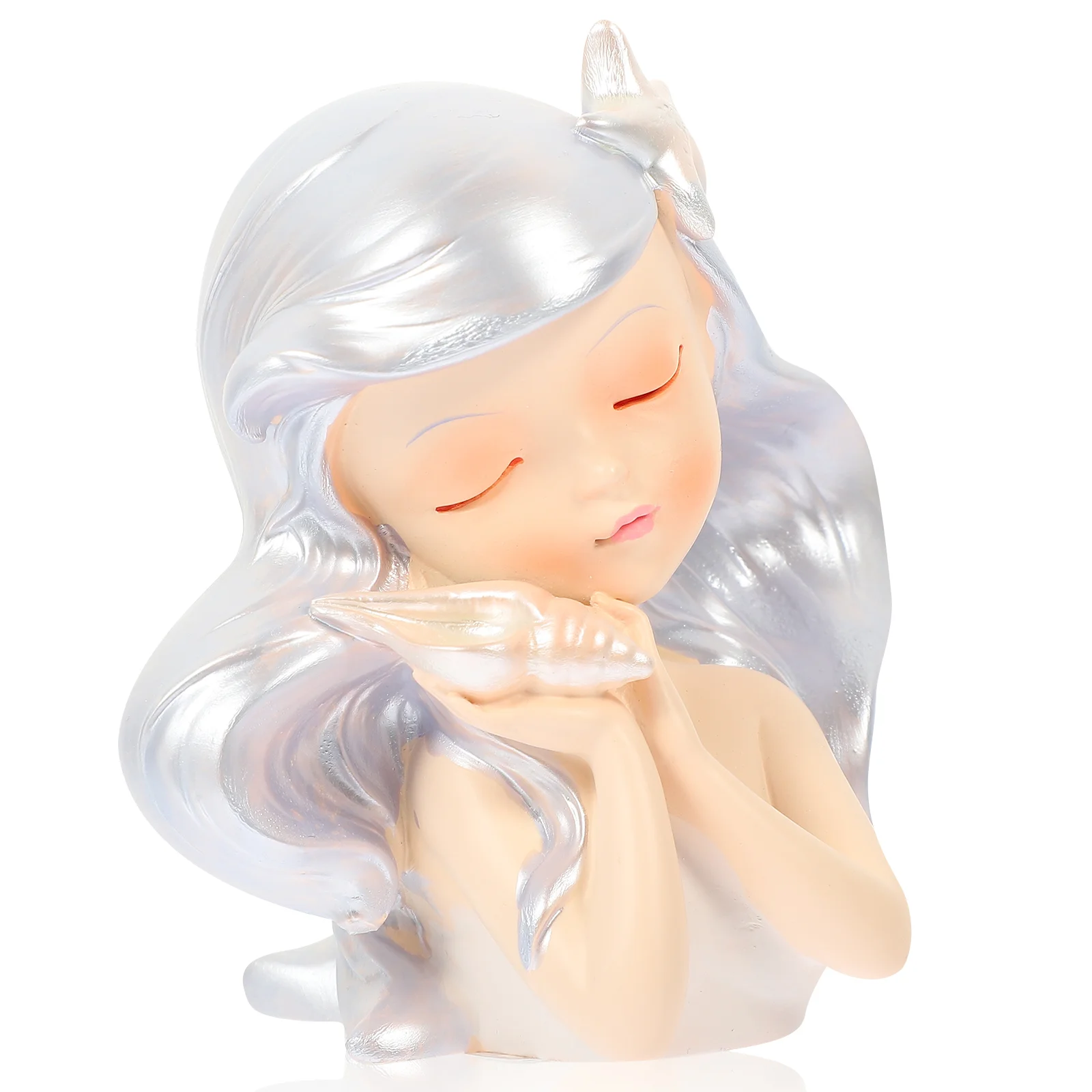 

Girl Ocean Sculpture Statue Decor Decoration Mermaid Decorations Sea Model Figurines Resin Desktop Coastal Birthday Cake