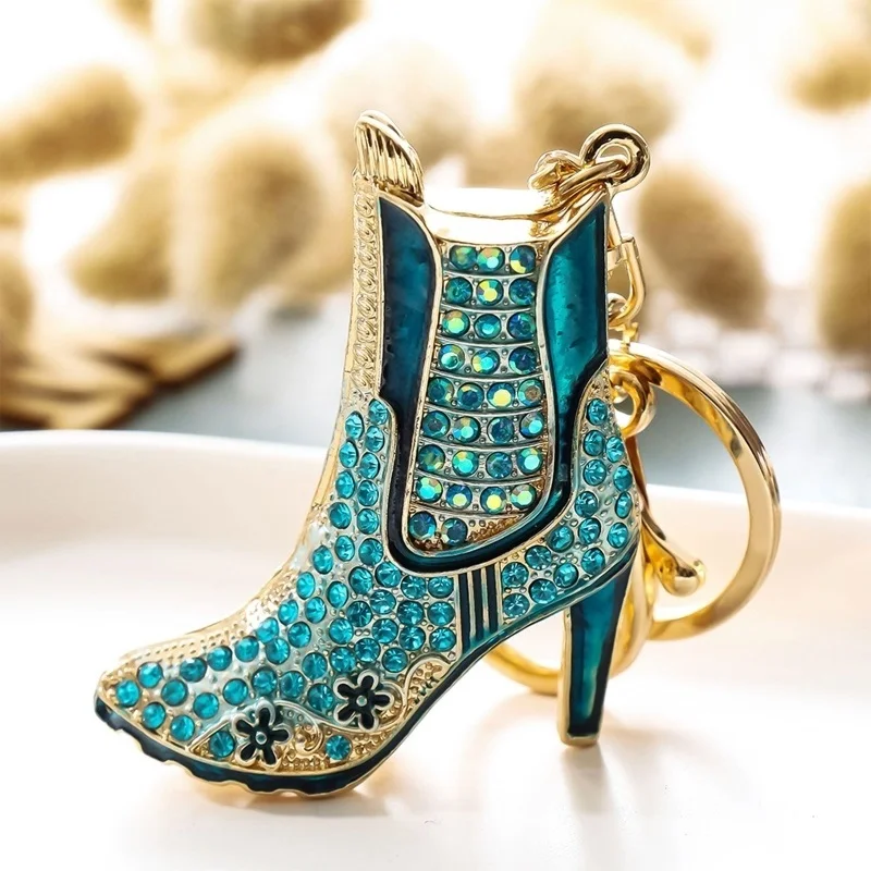 

Boots Shoes Shape Keychain Crystal Rhinestone Keyring Car Bag Pendant Ornaments