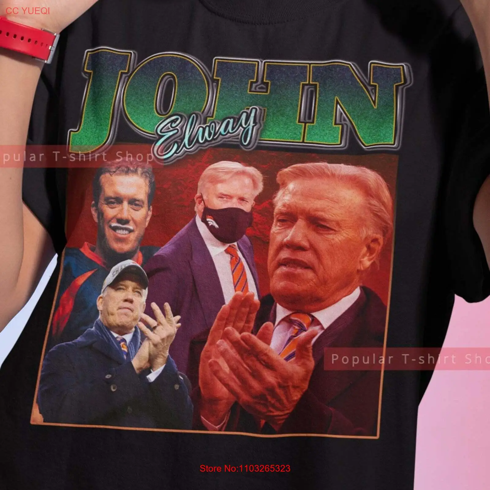 Винтажная РУБАШКА УНИСЕКС John Elway Футболка подарок для Него и нее
