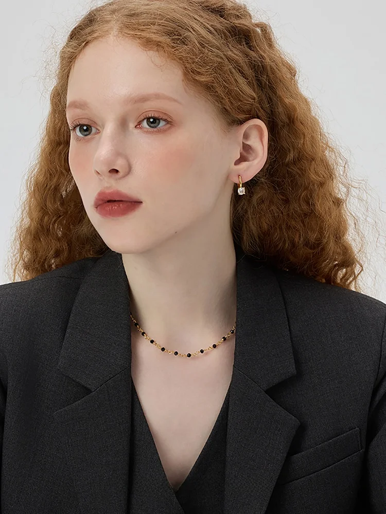 Laraine Yin Spring and Summer New Black Spinel Beaded Necklace Yang Caiyu Same Sle Choker Chocker