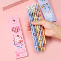 6pcsset cute cartoon boxed pencils children hb drawing sketch pen student writing with eraser pencil school supplies stationery